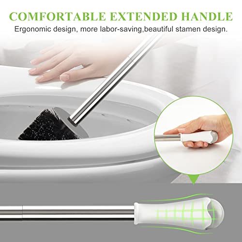 Compact Toilet Brush and Holder Set - Stainless Steel Handle, Space Saving