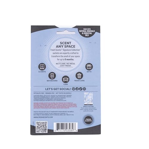 White Cotton Scented Sachets - 6 Pack Long-Lasting Linen Air Freshener