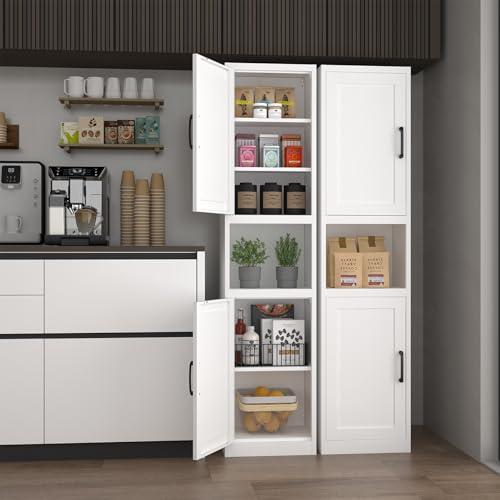 67" Tall Slim Metal Pantry Cabinet, Narrow Bathroom Storage Organizer