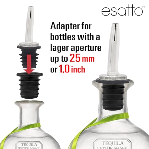 Esatto Liquor Pourer Adapters 6 Pack for Oversized Bottles - Fits Wide-Neck Spirit Handles