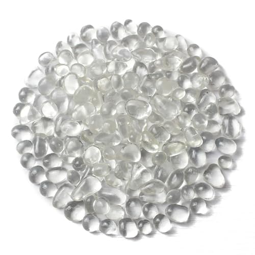 Transparent Sea Glass Stones, 1 lb Irregular Tumbled Glass Pebbles for Crafts