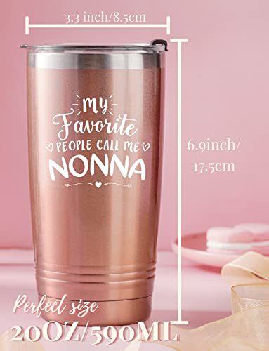 Onebttl Nonna Gifts 20 oz Insulated Stainless Steel Wine Tumbler with Lid – Rose Gold, Call me Nonna