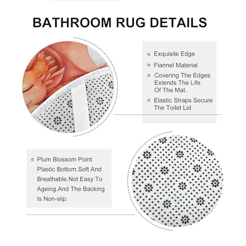 4-Piece Cute Sleeping Dragon Bathroom Set with Shower Curtain & Bath Rugs