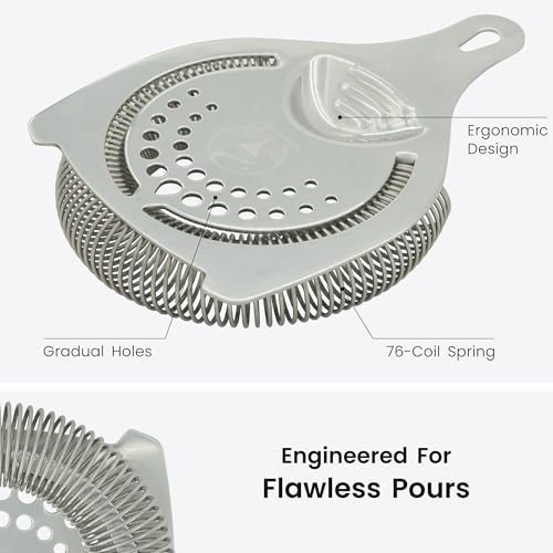 Wizardtender Glossy Silver Hawthorne Cocktail Strainer - Professional Bar Tool
