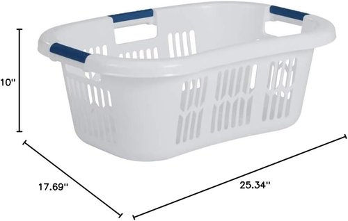 Large Hip-Hugger Laundry Basket by [Brand Name] - 1.5-Bushel White Stackable Storage Organizer for Home