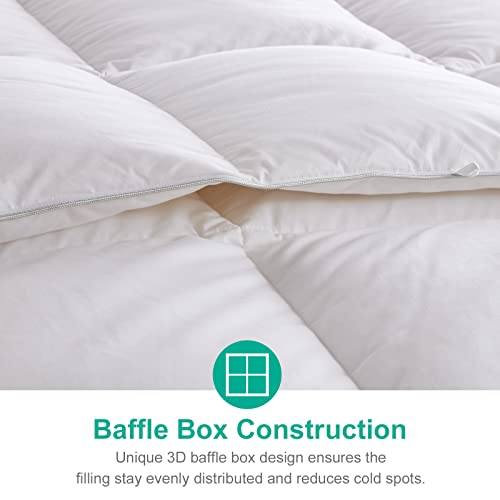 Lightweight Down Feather Comforter King Size - Thin Cooling Duvet Insert, 106x90