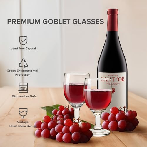 Modern Clear Wine Glasses - 10.5 Oz Long Stem Goblet Set of 4