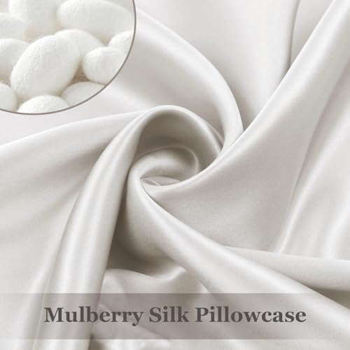 22 Momme 100% Mulberry Silk Pillowcase - Queen Size, Ivory White