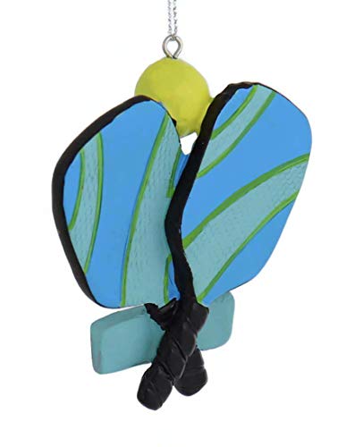 Bright Blue Green Pickleball Racket Ornament | 3.75" Resin Christmas Décor