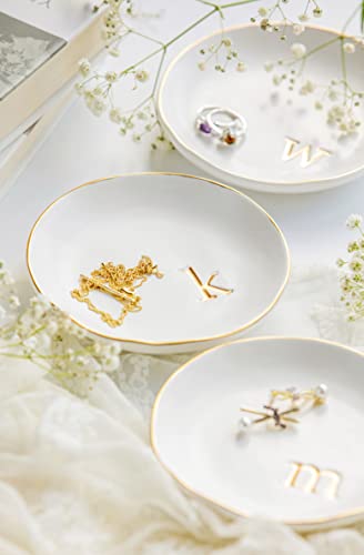 Ceramic Jewelry Tray Trinket Dish with Gold Monogram Gift Box