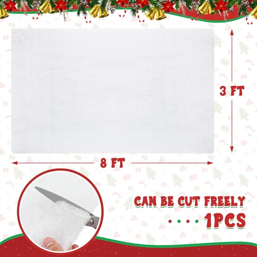 3x8ft Thick Fluffy Artificial Snow Blanket for Christmas Village Decor