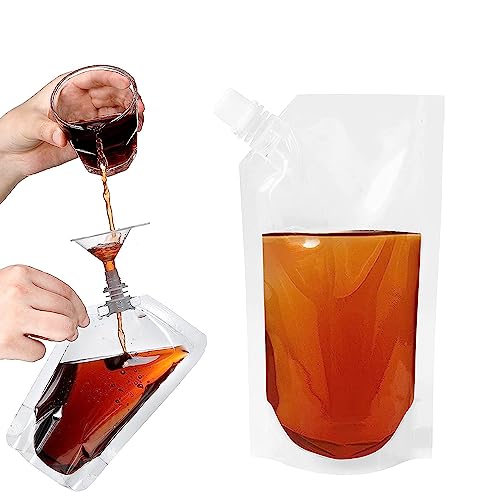 SKYPRO 100ml Reusable Drinking Flask - 3oz Transparent, Leak-Proof, Heat & Cold Resistant with Funnel (Set of 10)