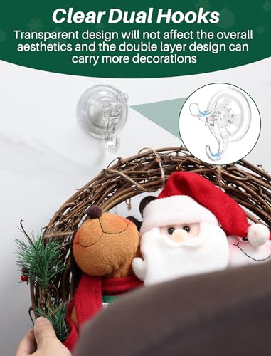 Clear Suction Cup Wreath Hangers for Front Door - 5 Pack Heavy Duty Hooks