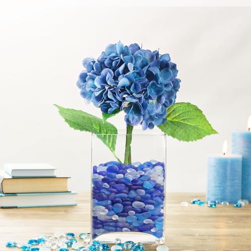 Blue Frosted Sea Glass Pebbles (0.9 lb) - Vase Fillers & Aquarium Gravel