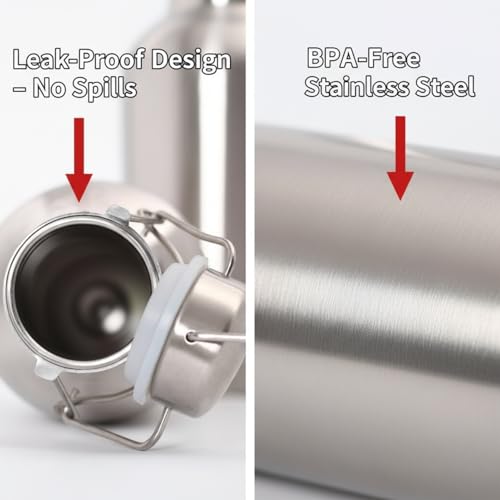 64 oz Stainless Steel Beer Growler Set - Leak-Proof Flip Top Canteen (2-Pack)