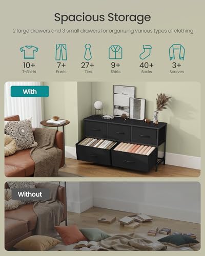 SONGMICS 5-Drawer Dresser Chest with Steel Frame for Bedroom & Entryway
