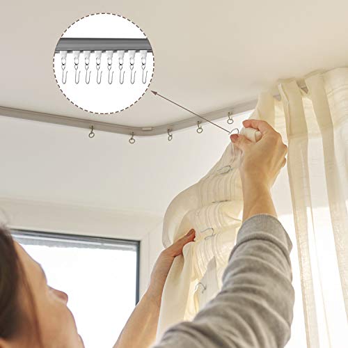 60-Piece S-Shaped Metal Curtain Track Hooks - Durable Silver Drape Clips