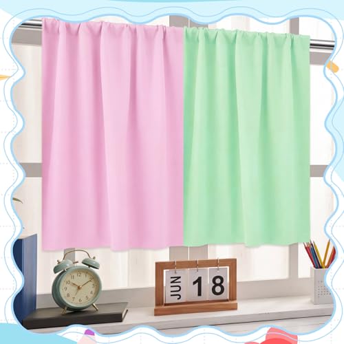 6-Panel Rainbow Blackout Curtains, Candy Color Playroom Window Drapes 30x24