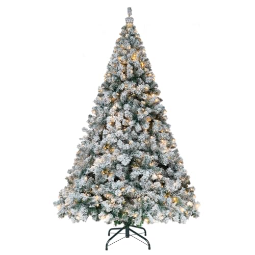 DNKMOR 5FT Christmas Tree with Warm White Lights, Snow Flocked Artificial Xmas Tree
