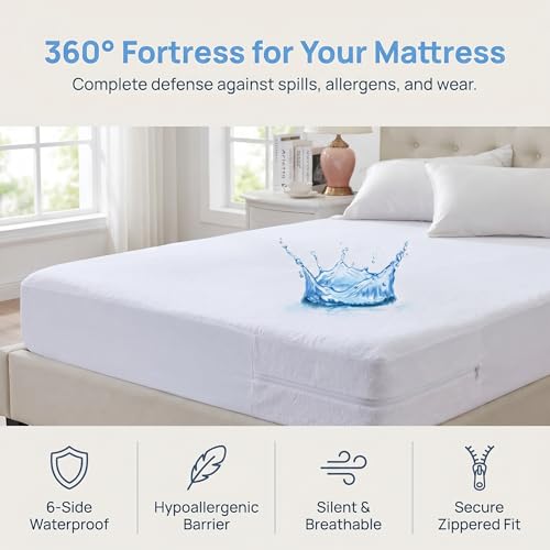 Twin XL Zippered Waterproof Mattress Protector - 9-12 Inch