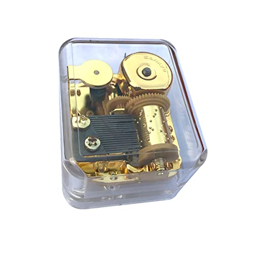 Clear Acrylic Wind-Up Music Box with 18-Note Sankyo Musical Movement
