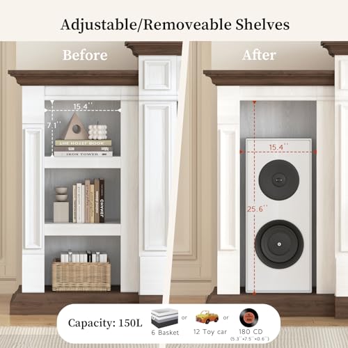 80-Inch Farmhouse TV Stand with Electric Fireplace and Storage