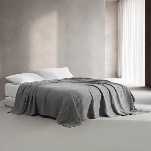 Queen Coverlet - 100% Cotton Jacquard Bedding, Graphite