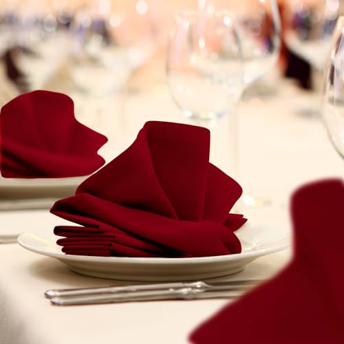 Red Cloth Dinner Napkins 17x17 Inches, 24-Pack Washable Polyester Napkins