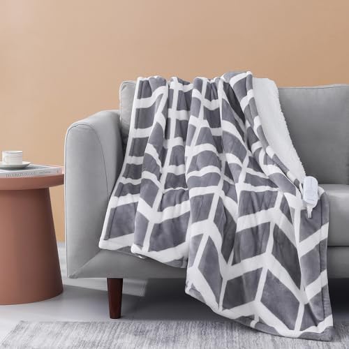 Heated Throw Blanket with 5 Heat Levels & Auto Shut Off - Grey