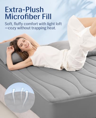 Cooling Mattress Pad Queen - Instant Cooling, Breathable & Soft