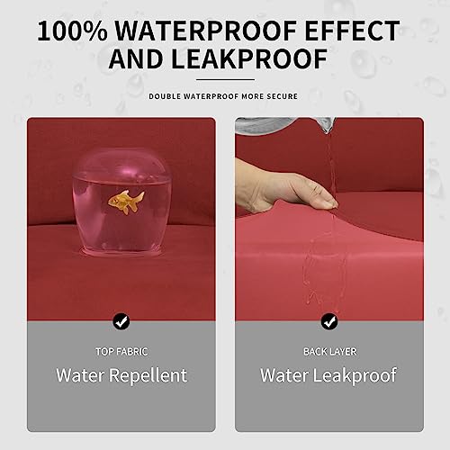 Easy-Going Waterproof 2-Pieces Chair Cover Couch Cover for Sofa, Red (Small Chair) - 100% Waterproof