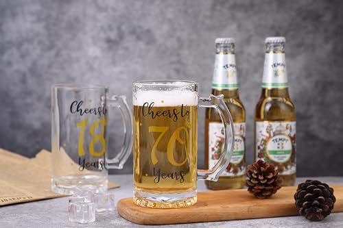 70th Birthday Beer Glass - 18 Ounce Cheers to 70 Years Anniversary Gift