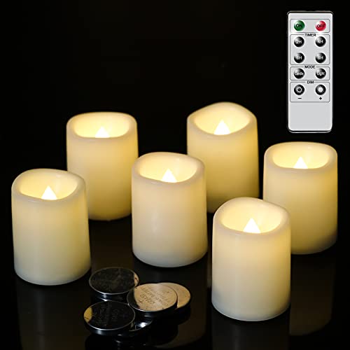 2 Pack White Flameless Flickering Votive Candles with Remote & Timer - Safe LED Tealights for Holiday Decor