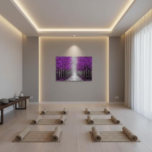 NutArtPic Purple Wall Art Forest Prints 24x36 Inches Canvas Wall Decor