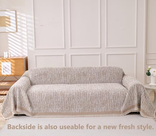 Chenille Loveseat Slipcover - Machine Washable & Non-Slip Protector
