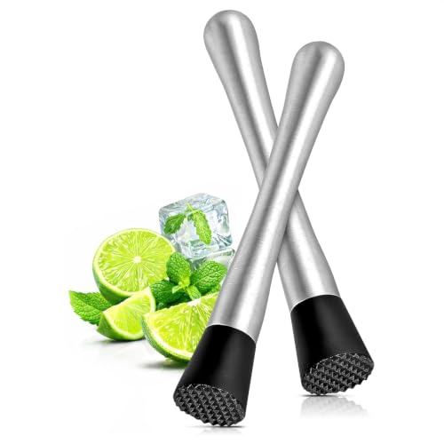 Lagarto 2 Pcs Stainless Steel Cocktail Muddler with Nylon Head, 8 Inch Bar Tool