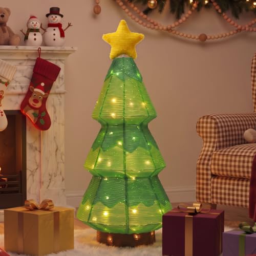 Christmas Tree Decoration Lighted Outdoor Christmas Tree with 45 LEDs and 8 Modes - Collapsible Battery Operated
