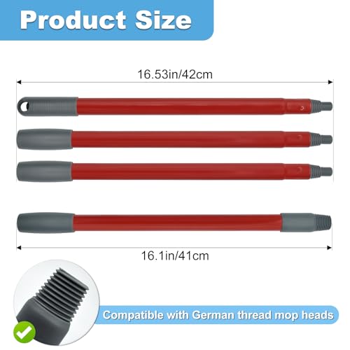 Adjustable Spin Mop Replacement Handle - 4-Section 30" to 58" Heavy Duty Iron Pole