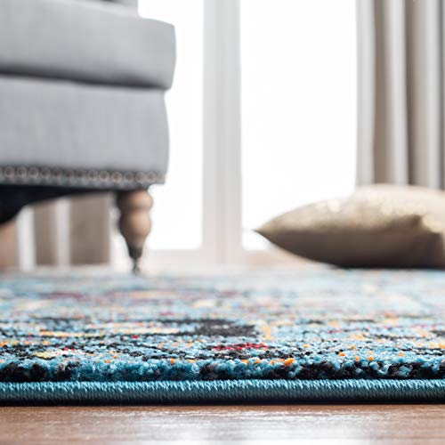 SAFAVIEH Vintage Hamadan Collection Accent Rug - 2'3" x 4', Light Blue & Black, Oriental Design, Non-Shedding & Easy Care, Ideal for High Traffic Areas in Entryway, Living Room, Bedroom (VTH211M)