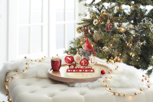 Hand-Painted Christmas Cardinal Noel Figurine - Stone Resin Holiday Decor (6.7")