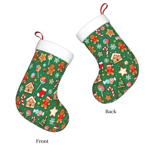 Christmas Stockings with Gingerbread Man Candy Snowflake Design - Holiday Decor