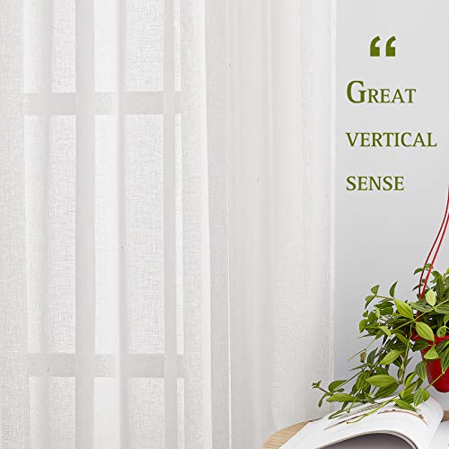 Sheer Linen Curtains Set - 84 Inch Length, 2 Panels, Light Filtering