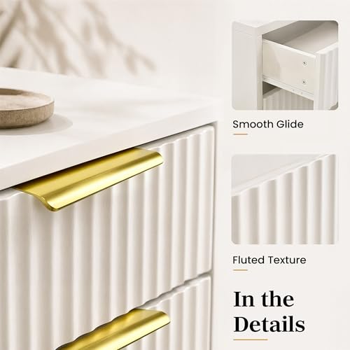 White and Gold 3-Piece Bedroom Dresser & Nightstand Set - RIHHA Velaire Collection
