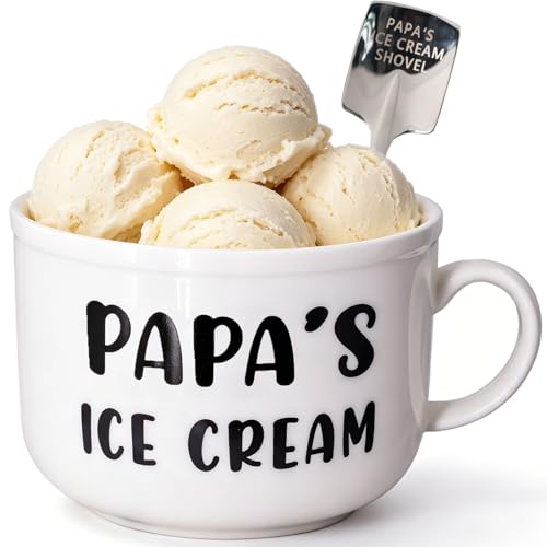 Papa's Ice Cream Bowl Gift Set with Spoon - Father's Day, Birthday, Grandpa Gift