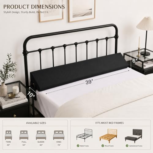 Twin Bed Wedge Pillow for Headboard Gap Filler - High-Density Foam