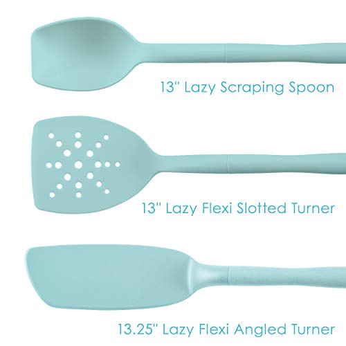 Rachael Ray Tools and Gadgets Spoon, Slotted and Solid Turners Set/ Cooking Utensils - 3 Piece, Light Blue