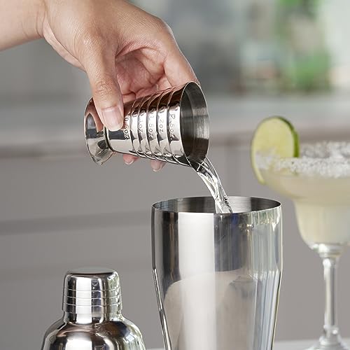 TRUE Trio Multi-Unit Drink Measure - Stainless Steel Jigger with Oz, Ml, & Tbsp Markings, 2.5oz Barware
