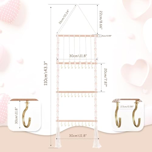 Bohemian Wall Hanging Hair Bow Organizer - Baby Headband & Bow Storage