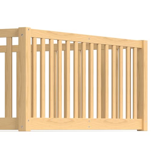 Full Size Montessori Floor Bed Frame with Door and High Guardrail