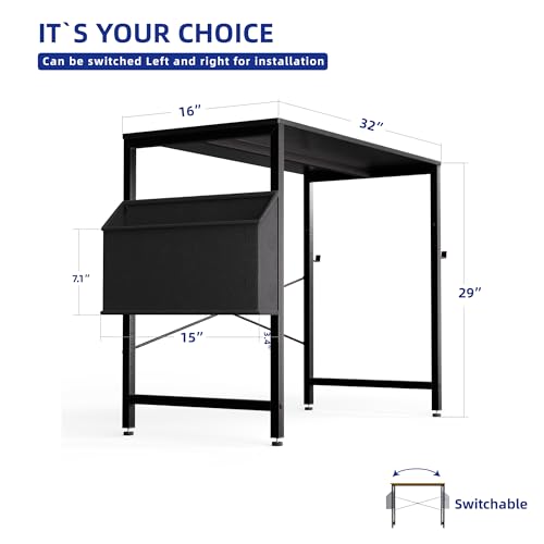 32-Inch Small Computer Desk with Storage Bag and Headphone Hook